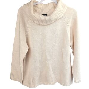 RAFAELLA Ivory Cream Angora Lambswool  Blend 3/4 Sleeve Cowl Neck Sweater XL